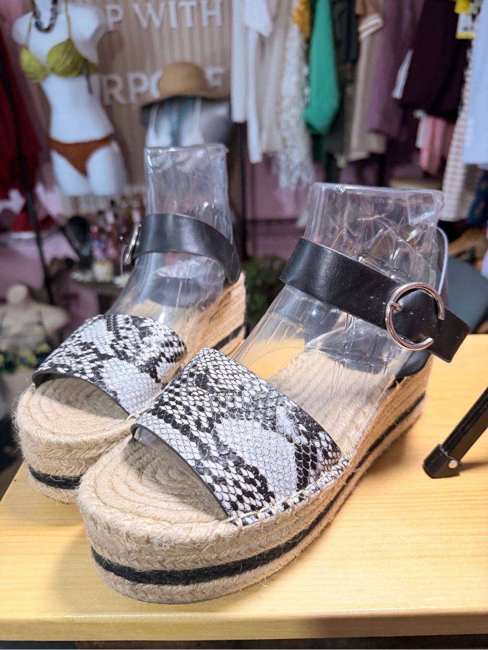 Clee Snake Print Platform Espadrille Sandals Size 9